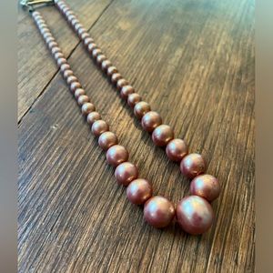 Vintage Hong Kong rose gold faux pearl necklace